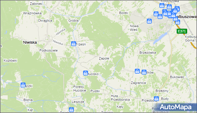 mapa Zapole gmina Niwiska, Zapole gmina Niwiska na mapie Targeo