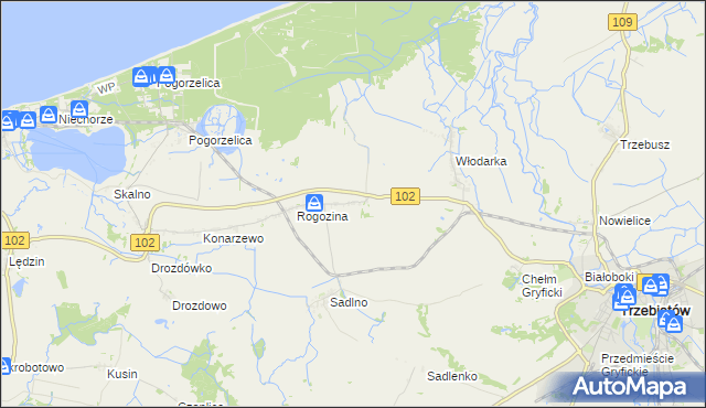 mapa Zapolice gmina Trzebiatów, Zapolice gmina Trzebiatów na mapie Targeo