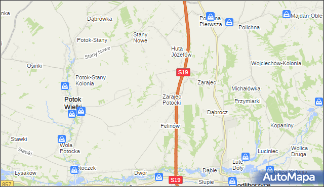 mapa Zarajec Potocki, Zarajec Potocki na mapie Targeo