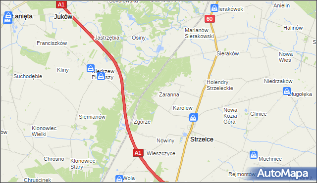 mapa Zaranna, Zaranna na mapie Targeo