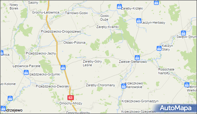 mapa Zaręby-Święchy, Zaręby-Święchy na mapie Targeo