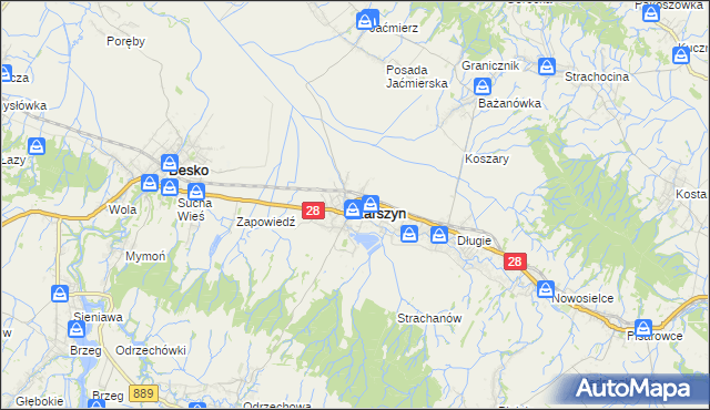 mapa Zarszyn, Zarszyn na mapie Targeo