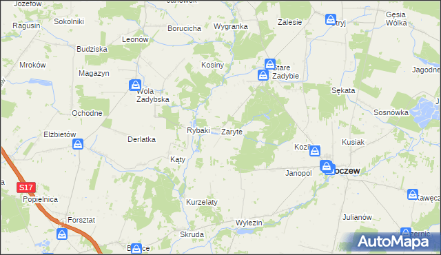 mapa Zaryte, Zaryte na mapie Targeo