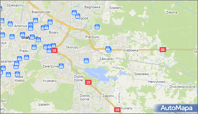 mapa Zaścianki gmina Supraśl, Zaścianki gmina Supraśl na mapie Targeo