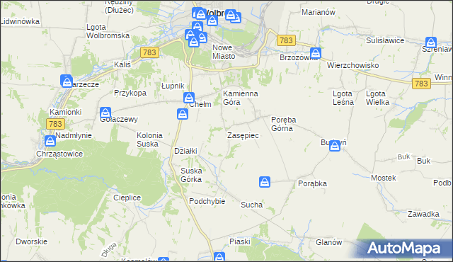 mapa Zasępiec, Zasępiec na mapie Targeo