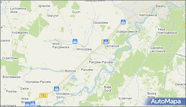 mapa Zastruże gmina Warka, Zastruże gmina Warka na mapie Targeo