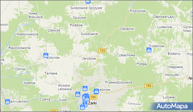 mapa Zawada gmina Żarki, Zawada gmina Żarki na mapie Targeo