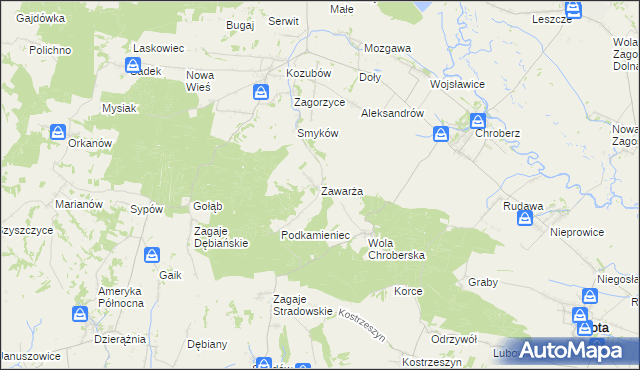 mapa Zawarża, Zawarża na mapie Targeo