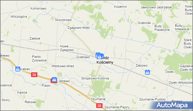 mapa Zawidz Kościelny, Zawidz Kościelny na mapie Targeo