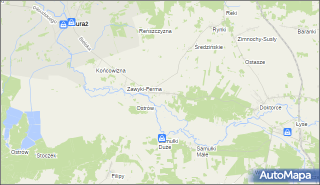 mapa Zawyki, Zawyki na mapie Targeo