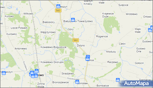 mapa Zbójno gmina Gozdowo, Zbójno gmina Gozdowo na mapie Targeo