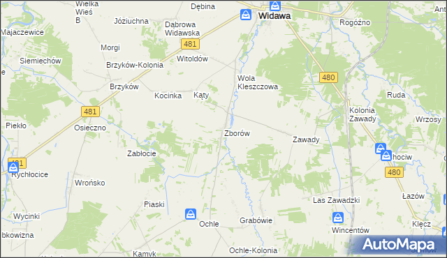 mapa Zborów gmina Widawa, Zborów gmina Widawa na mapie Targeo