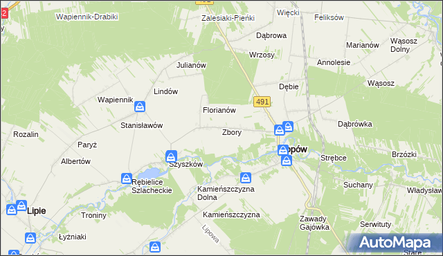 mapa Zbory, Zbory na mapie Targeo