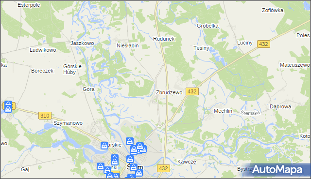 mapa Zbrudzewo, Zbrudzewo na mapie Targeo