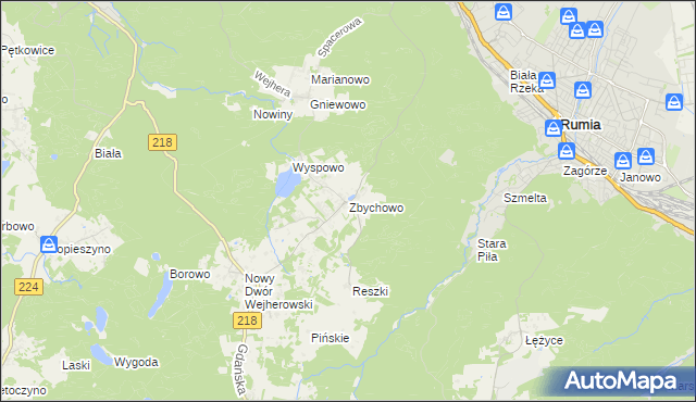 mapa Zbychowo, Zbychowo na mapie Targeo
