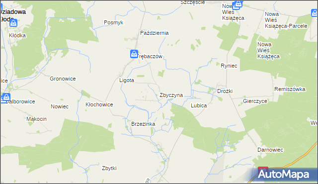 mapa Zbyczyna, Zbyczyna na mapie Targeo