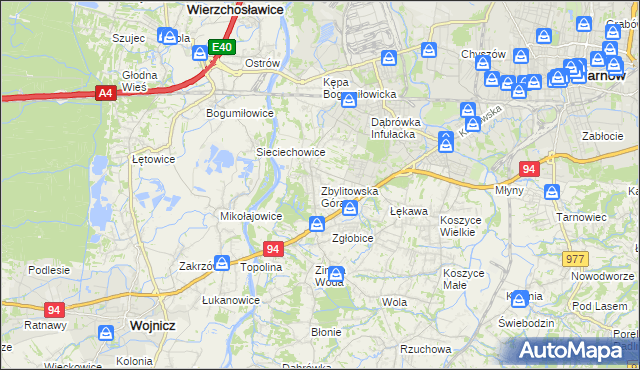 mapa Zbylitowska Góra, Zbylitowska Góra na mapie Targeo