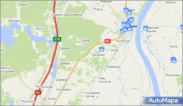 mapa Zdrojewo gmina Nowe, Zdrojewo gmina Nowe na mapie Targeo