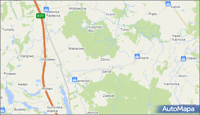 mapa Zduny gmina Małdyty, Zduny gmina Małdyty na mapie Targeo