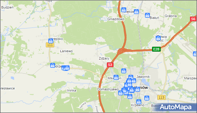 mapa Żdżary gmina Goleniów, Żdżary gmina Goleniów na mapie Targeo