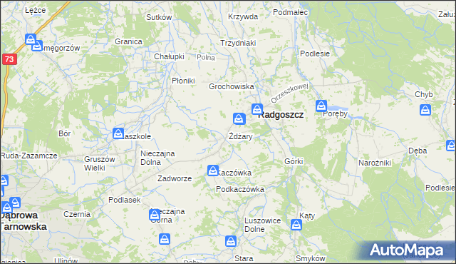 mapa Żdżary gmina Radgoszcz, Żdżary gmina Radgoszcz na mapie Targeo