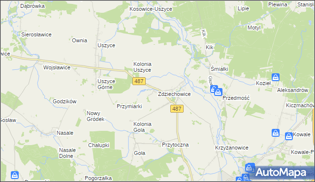 mapa Zdziechowice gmina Gorzów Śląski, Zdziechowice gmina Gorzów Śląski na mapie Targeo
