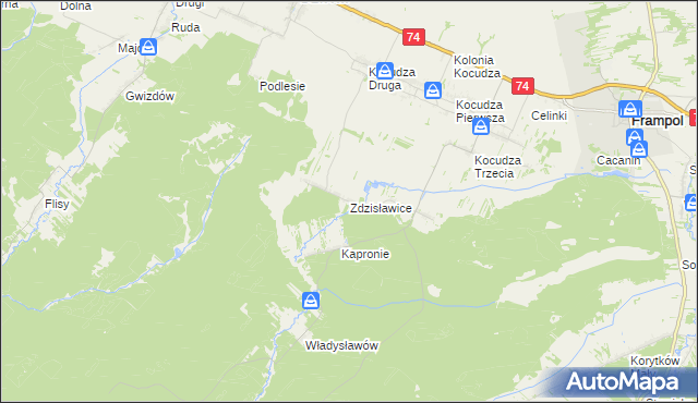 mapa Zdzisławice gmina Dzwola, Zdzisławice gmina Dzwola na mapie Targeo