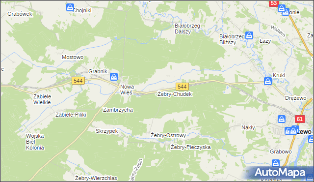 mapa Żebry-Chudek, Żebry-Chudek na mapie Targeo