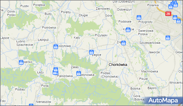 mapa Żeglce, Żeglce na mapie Targeo