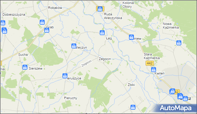 mapa Żegocin gmina Czermin, Żegocin gmina Czermin na mapie Targeo