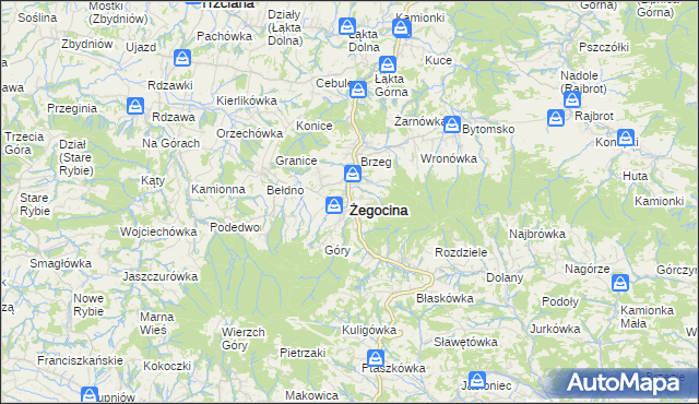mapa Żegocina, Żegocina na mapie Targeo