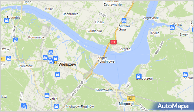 mapa Zegrze Południowe, Zegrze Południowe na mapie Targeo