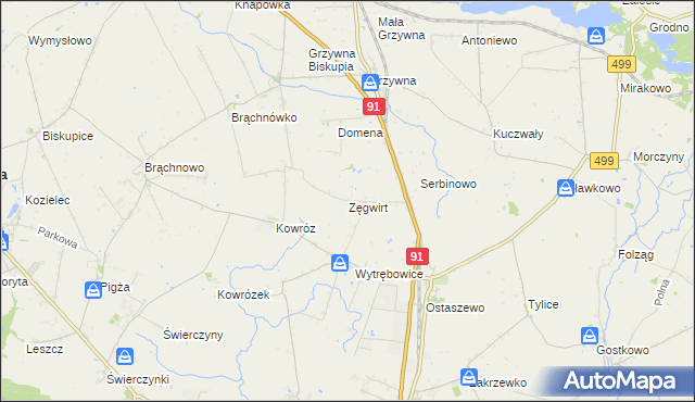 mapa Zęgwirt, Zęgwirt na mapie Targeo