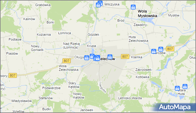 mapa Żelechów powiat garwoliński, Żelechów powiat garwoliński na mapie Targeo