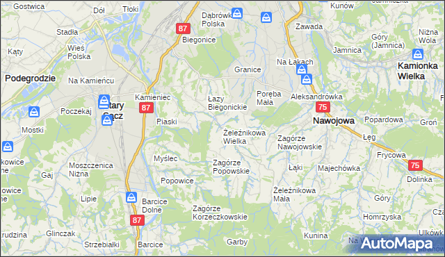 mapa Żeleźnikowa Wielka, Żeleźnikowa Wielka na mapie Targeo