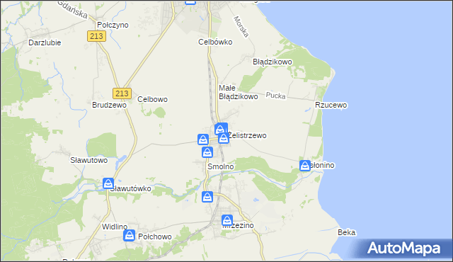 mapa Żelistrzewo, Żelistrzewo na mapie Targeo