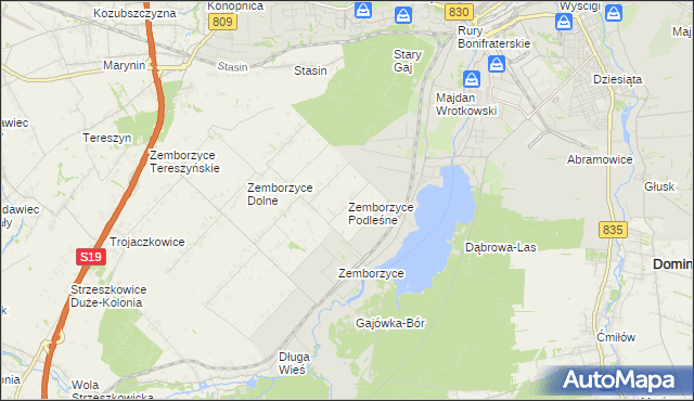 mapa Zemborzyce Podleśne, Zemborzyce Podleśne na mapie Targeo