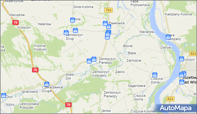 mapa Zemborzyn Pierwszy gmina Solec nad Wisłą, Zemborzyn Pierwszy gmina Solec nad Wisłą na mapie Targeo