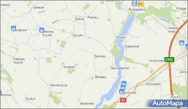 mapa Zemsko gmina Granowo, Zemsko gmina Granowo na mapie Targeo