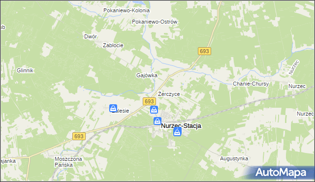 mapa Żerczyce, Żerczyce na mapie Targeo