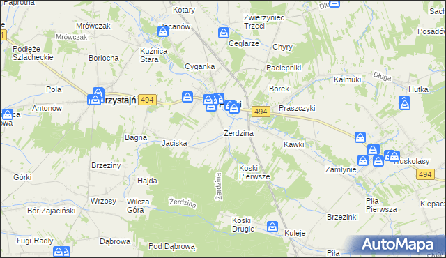 mapa Żerdzina, Żerdzina na mapie Targeo