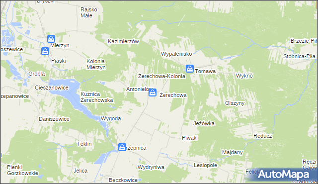 mapa Żerechowa, Żerechowa na mapie Targeo