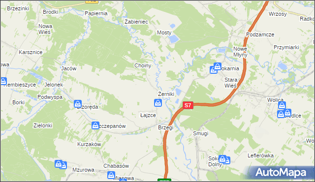 mapa Żerniki gmina Sobków, Żerniki gmina Sobków na mapie Targeo