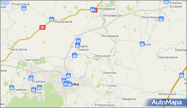 mapa Żerzuszyce, Żerzuszyce na mapie Targeo