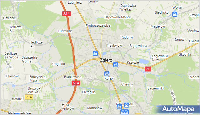 mapa Zgierz, Zgierz na mapie Targeo