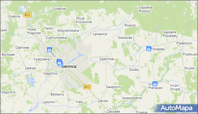 mapa Zglechów, Zglechów na mapie Targeo