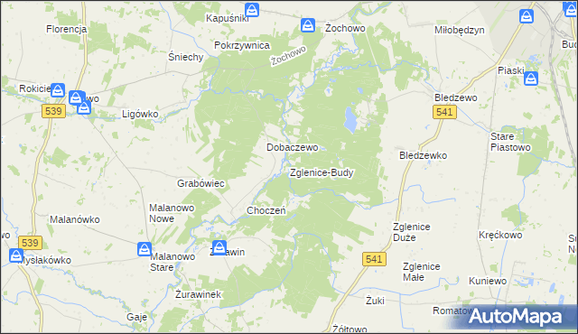 mapa Zglenice-Budy, Zglenice-Budy na mapie Targeo
