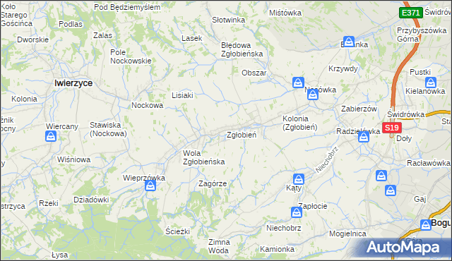 mapa Zgłobień, Zgłobień na mapie Targeo