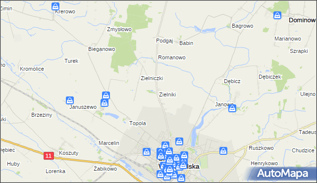 mapa Zielniki, Zielniki na mapie Targeo