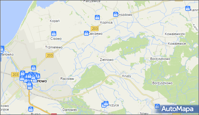 mapa Zielnowo gmina Darłowo, Zielnowo gmina Darłowo na mapie Targeo